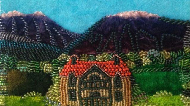 pärlbroderi, ett hus bland bergen